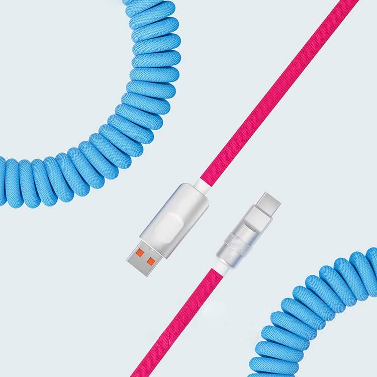 送料無料 バイカラー USBコイルケーブル iPhone充電コード USB 送料無料 バイカラー USBコイルケーブル iPhone充電コード USB