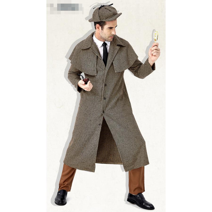 M〜XXL Men's  名探偵 ホームズ 衣装  ハロウィン 衣装  コートと帽子2セット 男性用 メンズ用  ハロウィーン 王様ハロウィン衣装  コスプレ  コスチューム |  | 03