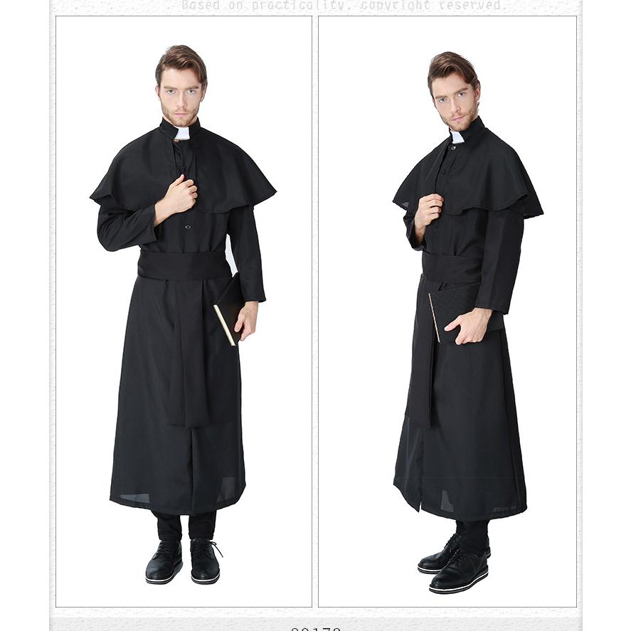M〜XL Men's 教会 ハロウィン 衣装 神父 伝道師  男性用 メンズ用 バンパイア ハロウィーン 王様ハロウィン衣装 神父 コスプレ 伝道師   コスチューム |  | 03