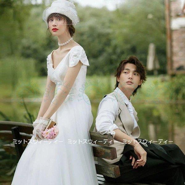 限定販売の価格 ウエディングドレス ロングドレス 二次会 花嫁 パーティドレス チュール Vネック 結婚式 パーティドレス ウェディグドレス 白ワンピース リゾートウエディング 人気商品を安く販売 Www Eruarq Com