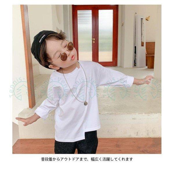 Tシャツ キッズ 長袖 無地 女の子 男の子 ジュニア 黒 白 カットソー 秋 おしゃれ ゆったり キレイめ スッキリ 子供服｜e-den｜09