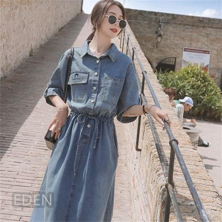 新着セール デニムワンピース レディース ワンピ 春夏秋 ワンピース Aライン 着痩せ オシャレ 30代 40代 通勤 カジュアル Honeymoon Style