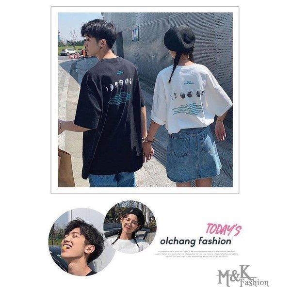 Tシャツ メンズ レディース カップル ペアルック お揃い ビッグシルエット バックプリント 韓国ファッション ストリート系 ブランド｜e-den｜02