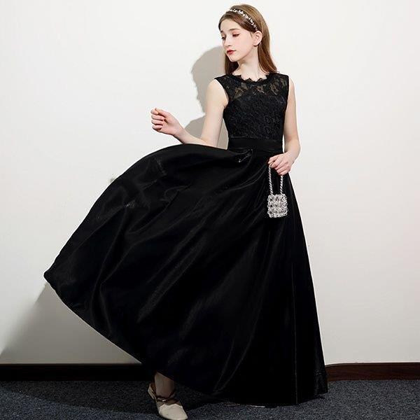 ピアノ発表会 ドレス 中高生 高校生 中学生 ワンピース ジュニアドレス 七五三 160 170 子供ドレス ブラック 黒 プリンセスドレス Aライン ラウンドネック ノー ピアノ発表会 ドレス 中高生 高校生 中学生 ワンピース ジュニアドレス 七五三 子供ドレス ブラック プリンセスドレス Aライン ラウンドネック ノー