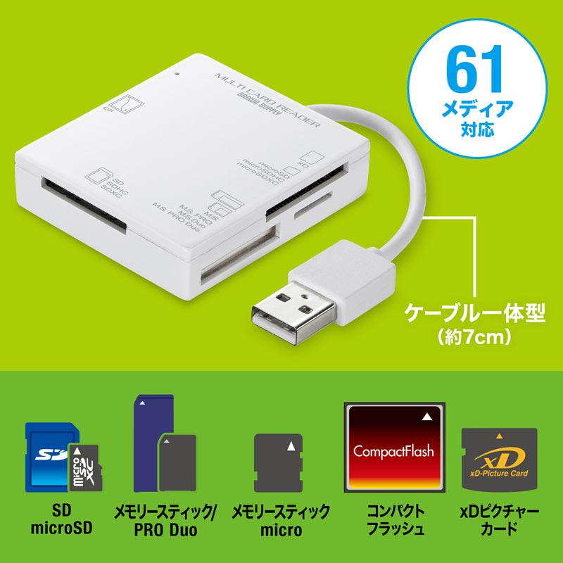 サンワサプライ　ADR-ML15WN　USB2.0 カードリーダー｜e-dennet｜02