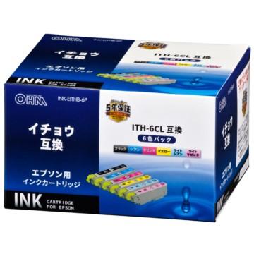 OHM INK-E32-6N (エプソン用インクカートリッジ) オーム電機 INK-EITHB-6P エプソン互換 イチョウ 6色パック [品番]01