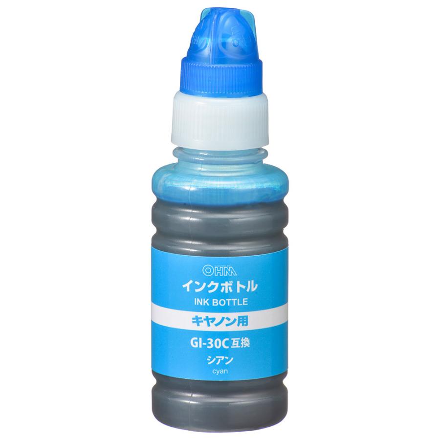 オーム電機　INK-CGI30C　キヤノン互換インクボトル GI-30C 染料シアン [品番]01-7752｜e-dennet｜02