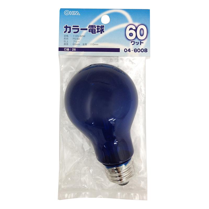 オーム電機 LB-PS6660-CA 白熱カラー電球 E26 60W ブルー [品番]04