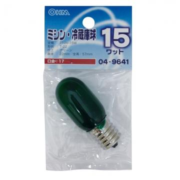 オーム電機 LB-T2715-G ミシン・冷蔵庫球 T22型 E17/15W グリーン