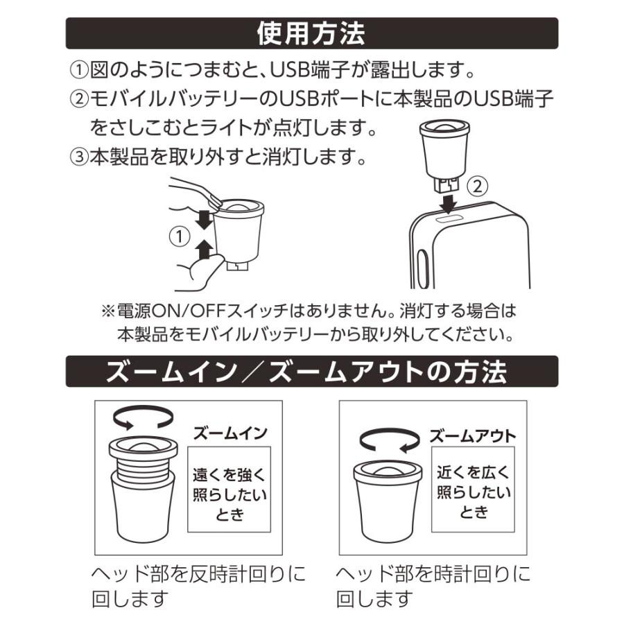 モバイルバッテリーにつけるLEDライト 150ルーメン [品番]08-0738 : い