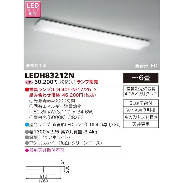 【法人様限定】東芝　LEDキッチンライト（ランプ別売）　LEDH83212N