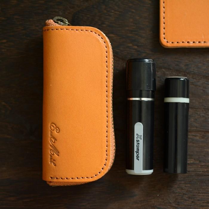 印鑑ケース 革 シャチハタ 法人 2本 複数 レザー 日本製 18mm 15mm