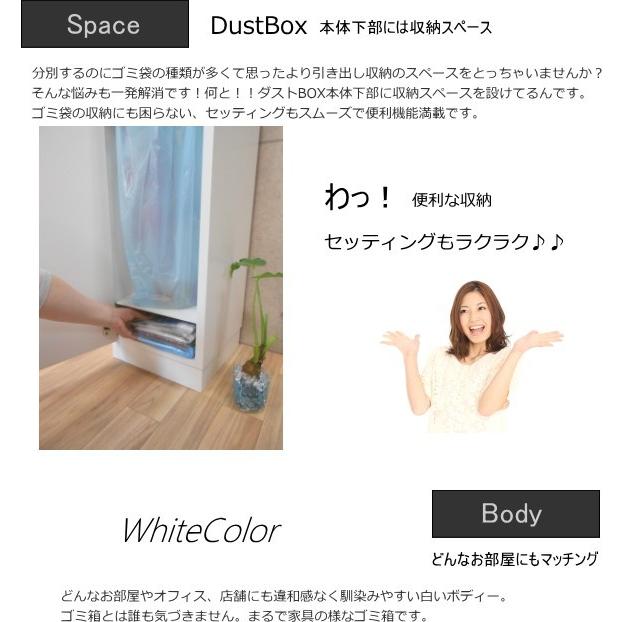 ゴミ箱　おしゃれ キッチン 45リットル スリム　ゴミ箱 分別　オフィス　店舗  SVELTE　ダストBOX　ホワイトボディーシリーズ　フラップカラー8色_11