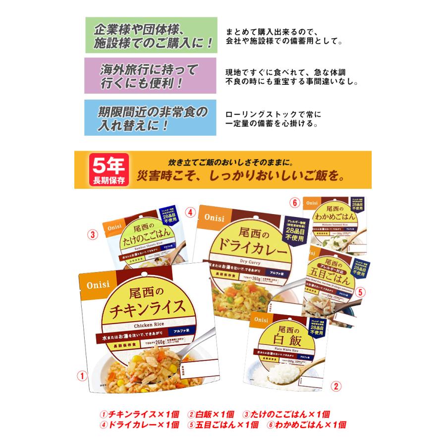 防災 防災食 尾西 アルファ米 非常食 保存食 ご飯 6個 長期保存