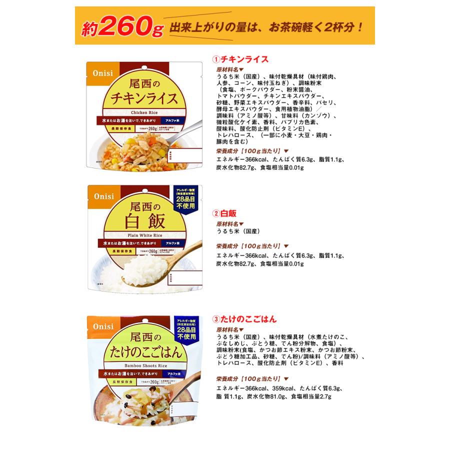 白飯　尾西　非常食　防災　備蓄食　米　ご飯　まとめ売り　大量　激安　登山　釣り Amazon.co.jp: 備蓄米 5年保存 非常食 尾西 五目ごはん 80g 2食