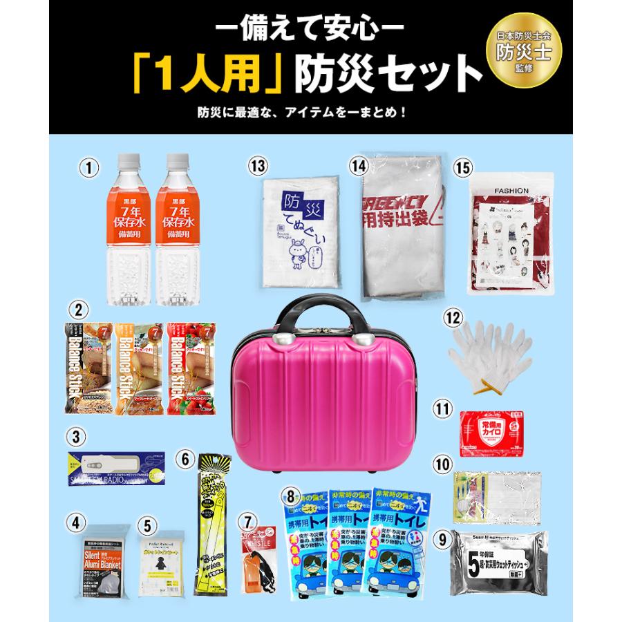 防災 防災セット 20点 1人用 防災士監修 防災グッズ ミニトランク 防災