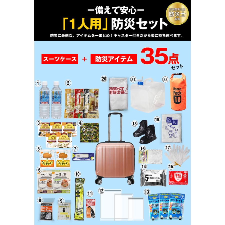 防災 防災セット 35点 1人用 長期保存 5年保存 防災バック 災害対策
