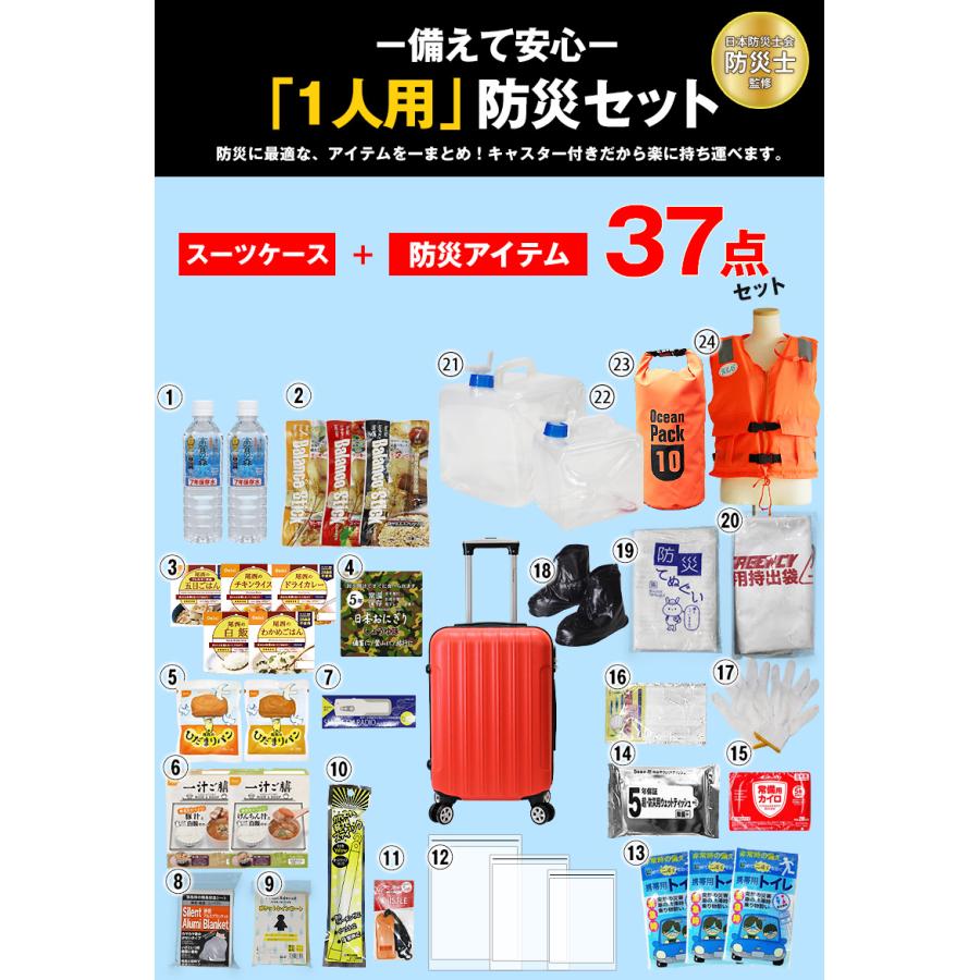 防災 防災セット 37点 1人用 長期保存 5年保存 防災グッズ 防災バック
