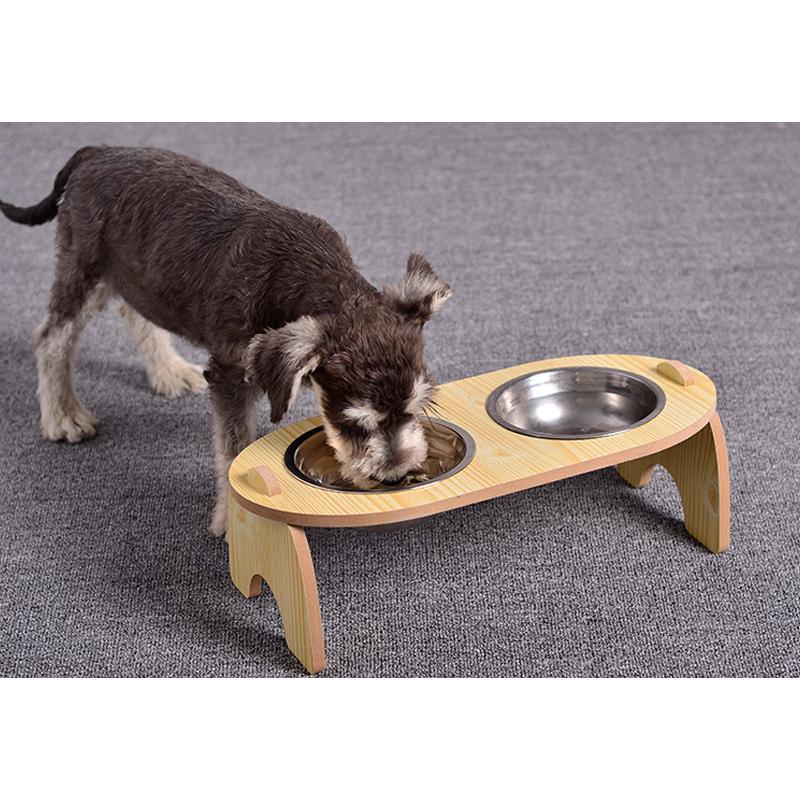 ペット用 フードボウル スタンド付き 犬 猫 ペット 食器 食べやすい 木