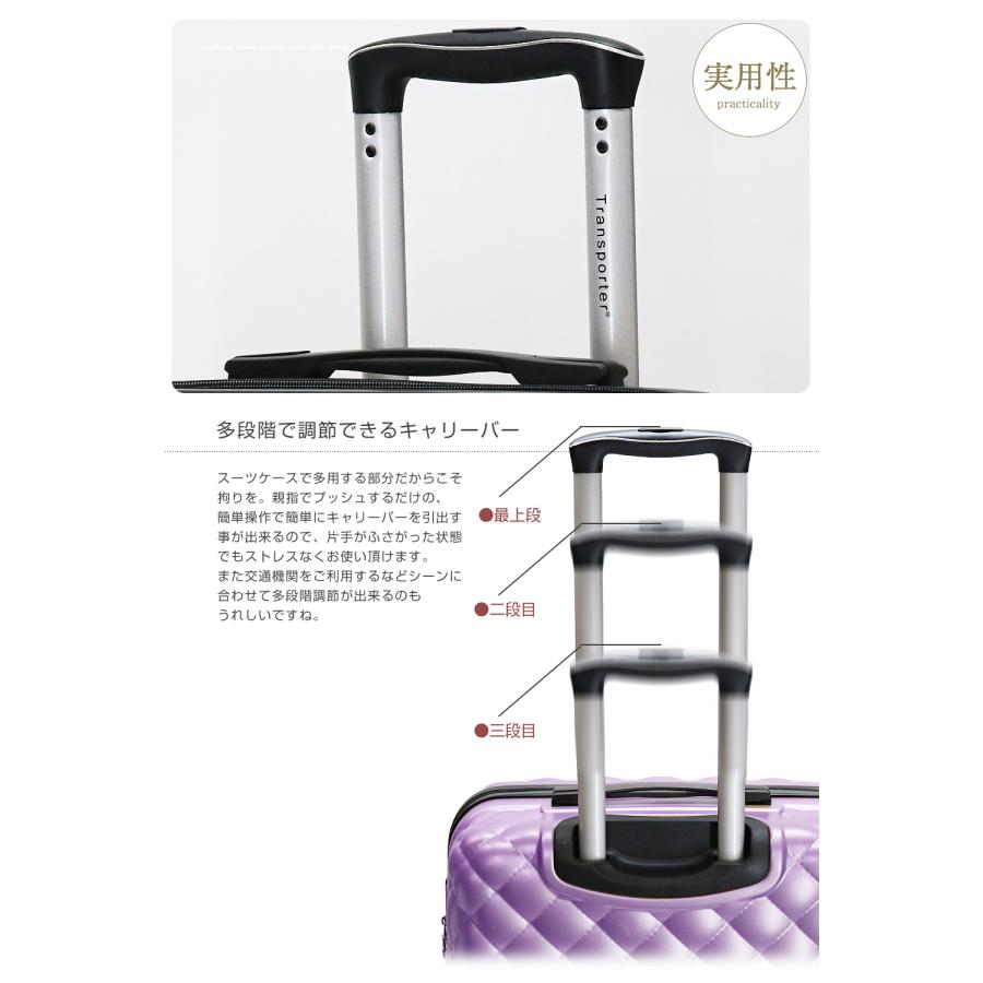 在庫処分 スーツケース キャリーケース 機内持ち込み 超軽量 Sサイズ 1〜3泊 TSAロック 静音 旅行バッグ キャリーバッグ 旅行 キルト風 Transporter【LS517】 | Transporter | 02