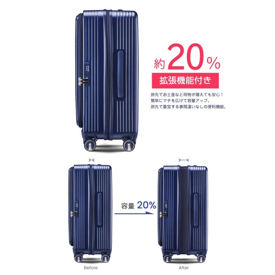 スーツケース Sサイズ フロントオープン 拡張機能 機内持ち込み