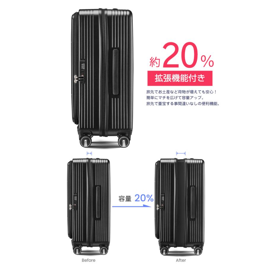 スーツケース Sサイズ フロントオープン 拡張機能 機内持ち込み