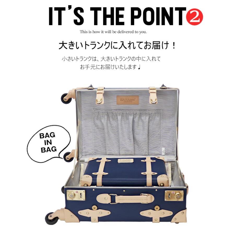 スーツケース XXLサイズ ミニトランク付き トランク キャリーケース キャリーバッグ 大型 フレームタイプ TSAロック 旅行 HANAism 正規品 NN-XXL-SQSET【e-do】 | HANAism | 11