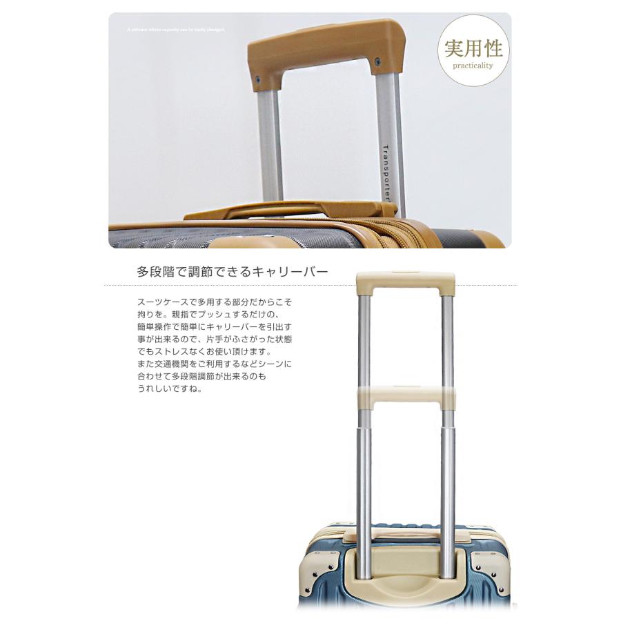 拡張型 スーツケース Mサイズ 軽量 キャリーケース キャリーバッグ TSAロック 旅行バッグ 修学 旅行 Transporter 正規品 osn24【e-do】_4