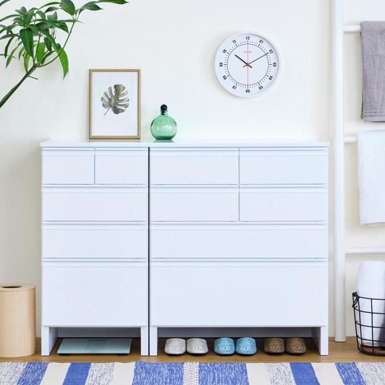 一生紀（ISSEIKI） チェスト 白 おしゃれ スリムチェスト 4段 ヘルミ