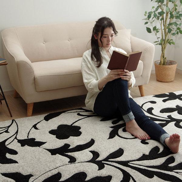 3畳 ラグ ラグマット カーペット マット 絨毯 敷物 モノトーン 花柄