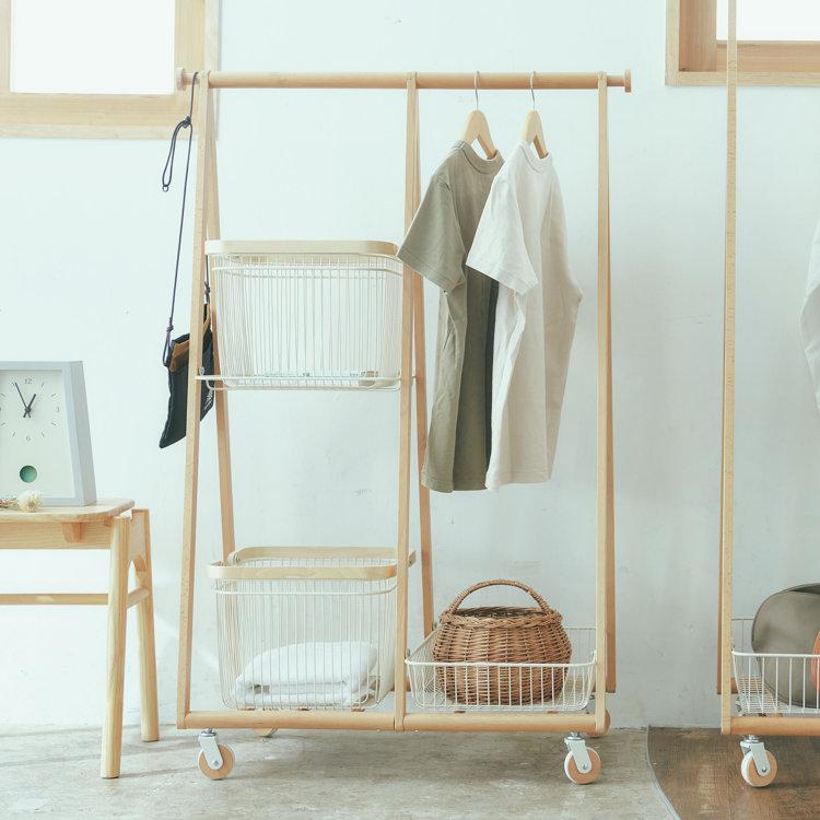 弘益 ハンガーラック バスケットラック バスケット付きハンガーラック