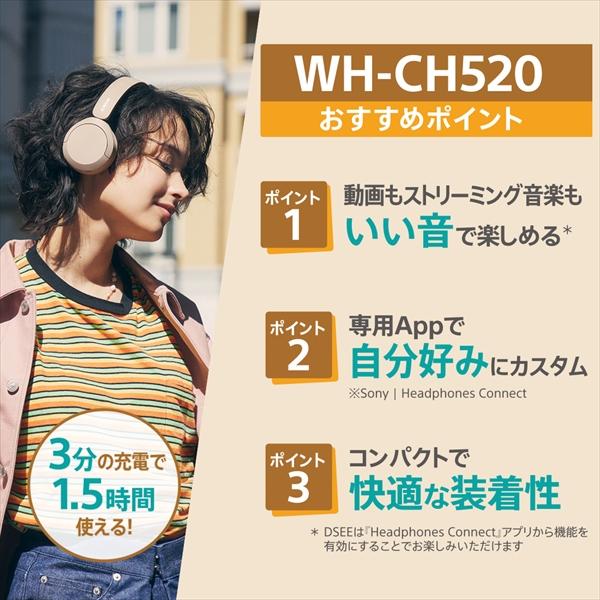 SONY ソニー WH-CH520 LZ ブルー ワイヤレスヘッドホン 高音質 オンイヤー Bluetooth5.2 (送料無料)｜e-earphone｜03