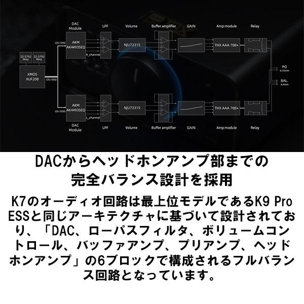 FiiO フィーオ K7 (FIO-K7-B) 据え置き ヘッドホンアンプ DAC 内蔵 AK4493SEQ 4.4mm バランス接続 THX AAA (送料無料)の画像
