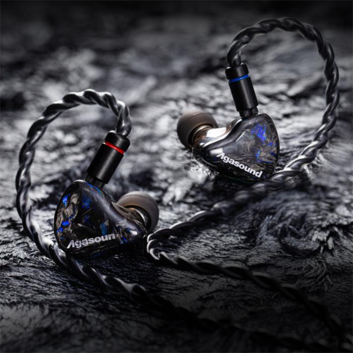 Agasound Sublimation Burnout ブラックブルー 有線イヤホン 密閉型 リケーブル対応 2pin 3.5mm 4.4mm ウッド ハウジング OCC アガサウンドの画像