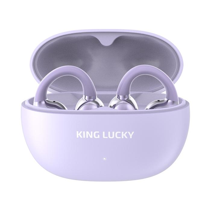 KING LUCKY i239 パープル ワイヤレスイヤホン Bluetooth 耳をふさが