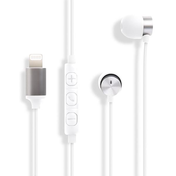 (MFi認証) FSC ライトニングハンズフリーイヤホン ホワイト (FS-MFIMSLP01-WH) Apple iPhone iPad lightning｜e-earphone