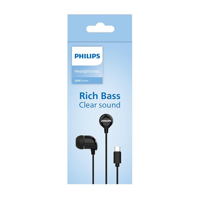 PHILIPS TAE2146 ブラック 有線 イヤホン USB-C カナル型 マイク付き