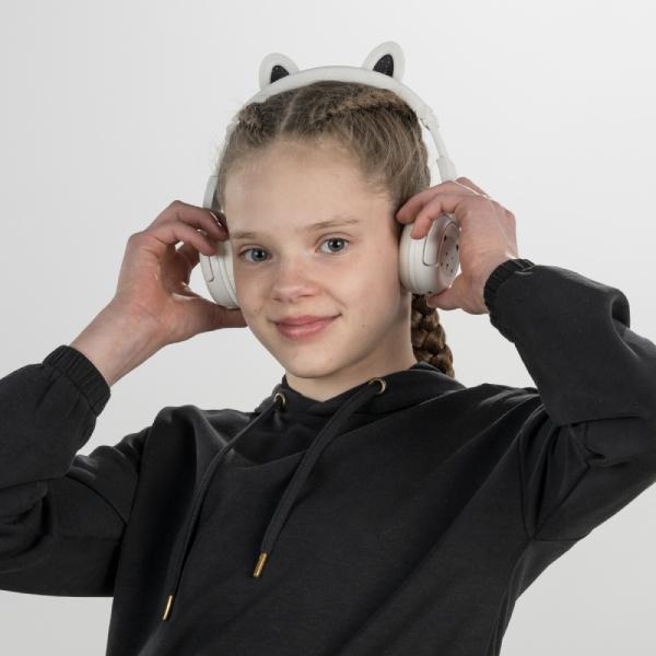 (お取り寄せ) Onanoff オナノフ BuddyPhones PlayEars+ BEAR with BEAM MIC 子供向けヘッドホン 音量制限 ワイヤレスヘッドホン (送料無料)の画像