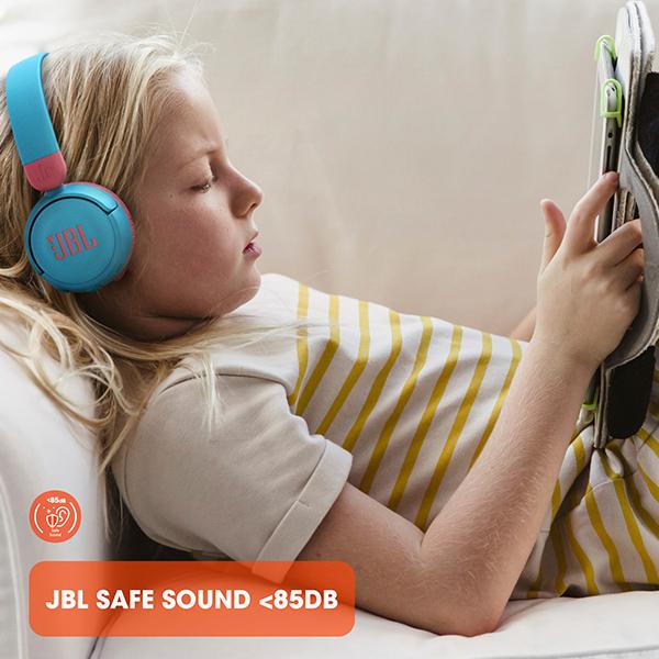 JBL JR310BT ライトブルー/ピンク (JBLJR310BTBLU) 子ども用 ワイヤレスヘッドホン マイク付き 難聴予防 セーフリスニング ジェービーエル｜e-earphone｜09