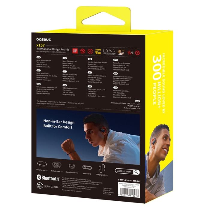 Baseus Eli Sport 1 Cosmic Black ワイヤレス イヤホン Bluetooth 耳を