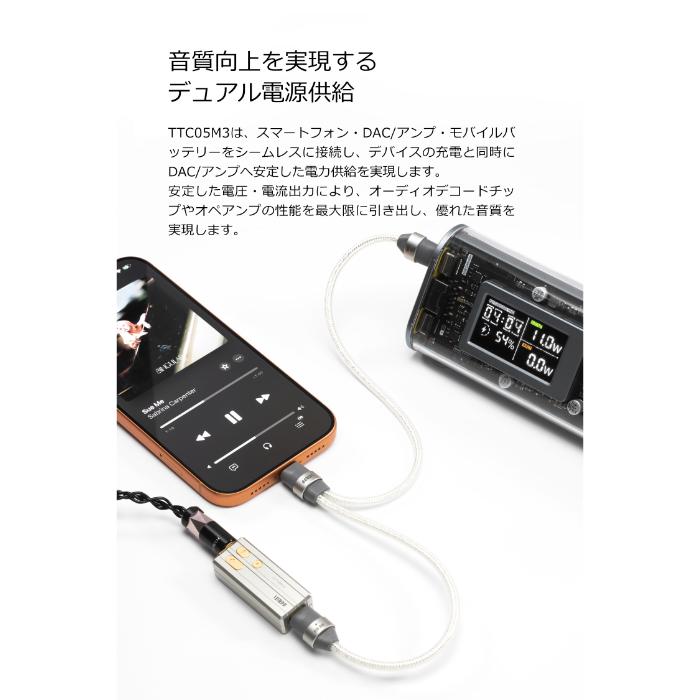ddHiFi ddHiFi TC05M3 オーディオケーブル USB-C OTGケーブル 充電用