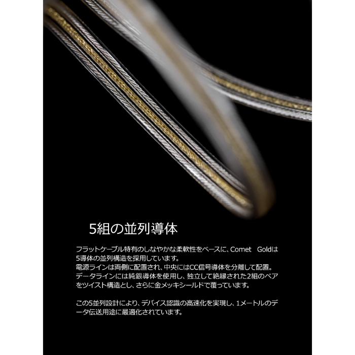 ddHiFi ddHiFi TC19CC Gold 45cm USBケーブル Type-C USB-C スムーズ