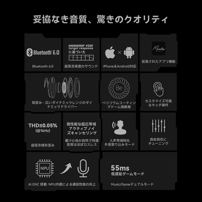 水月雨 (MOONDROP) SPACE TRAVEL 2 グリーン ワイヤレスイヤホン