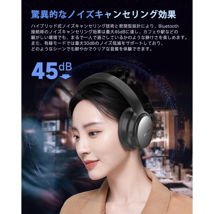 EarFun Tune Pro - Black ワイヤレス ヘッドホン Bluetooth ノイズ