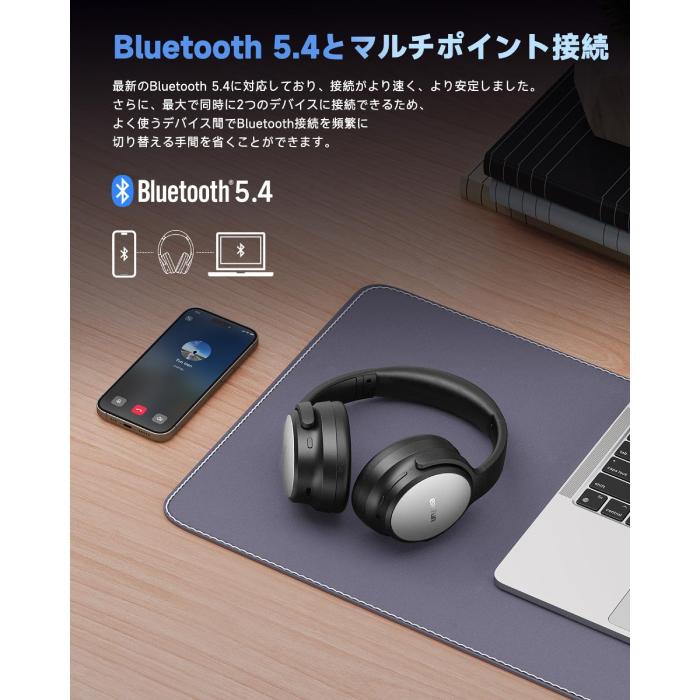 EarFun Tune Pro - Black ワイヤレス ヘッドホン Bluetooth ノイズ