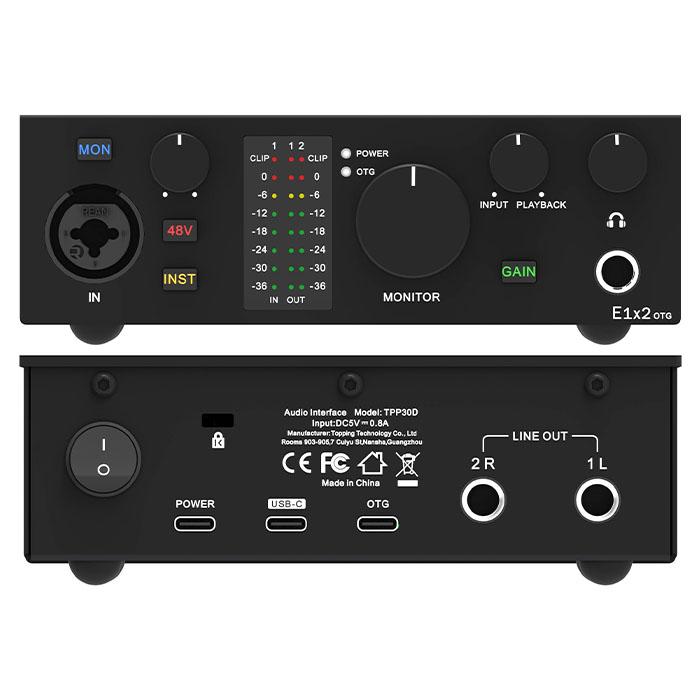 TOPPING Professional E1x2 OTG Black オーディオインターフェース 1in