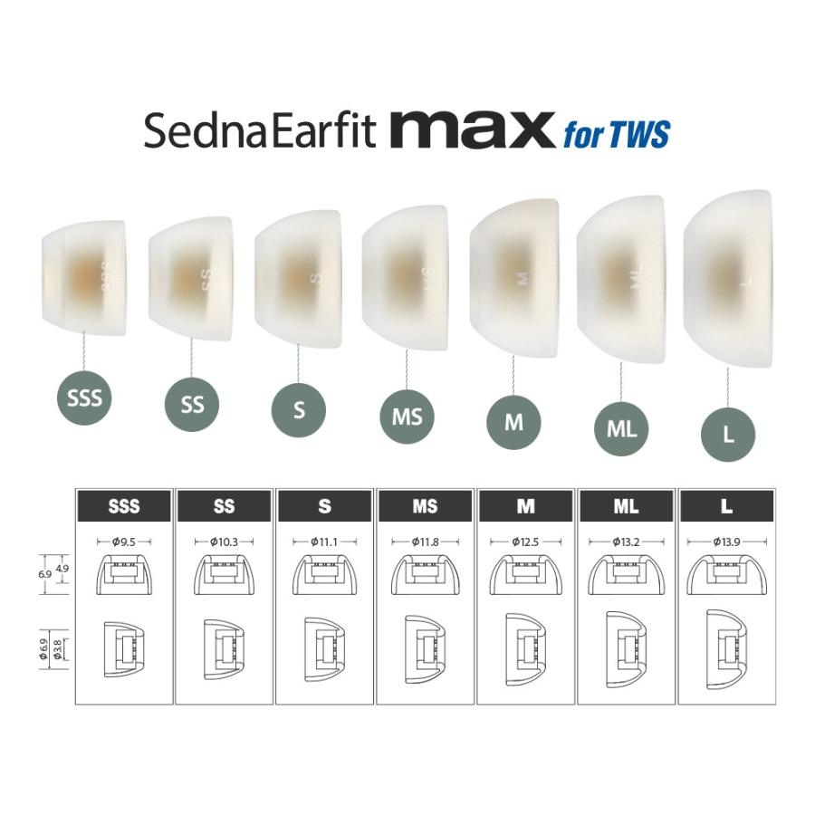 AZLA（アズラ） イヤーピース SednaEarfit MAX for TWS M/ML/Lサイズ各