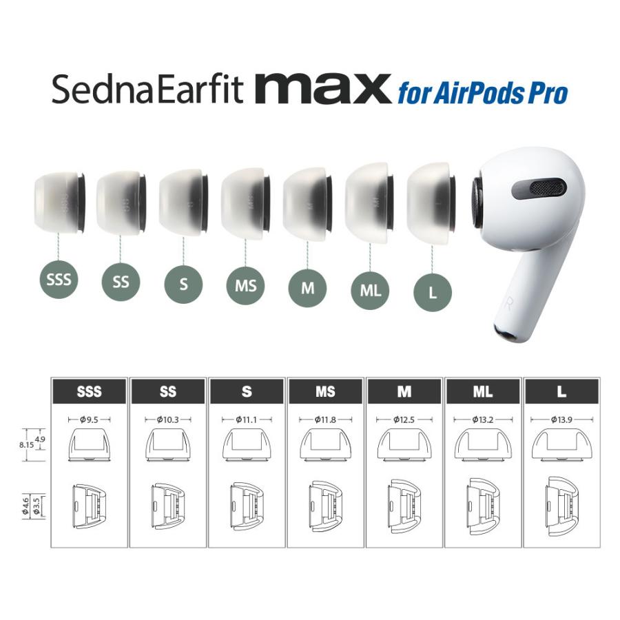 AZLA イヤーピース SednaEarfit MAX for AirPods Pro MSサイズ2ペア