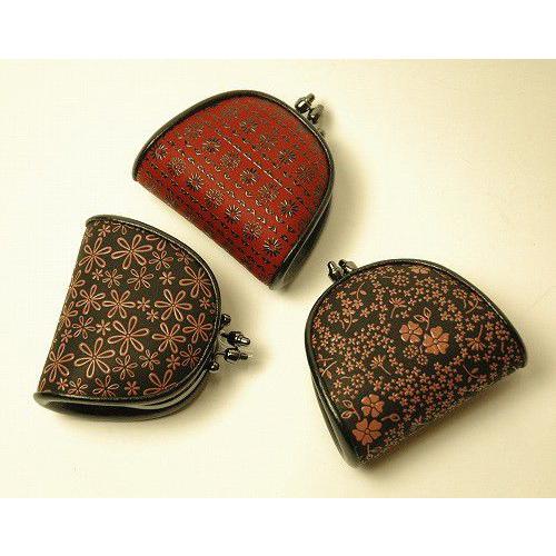 印傳屋（INDEN-YA） 印伝 印伝財布がま口 日本製 鹿革に漆塗り 手作り