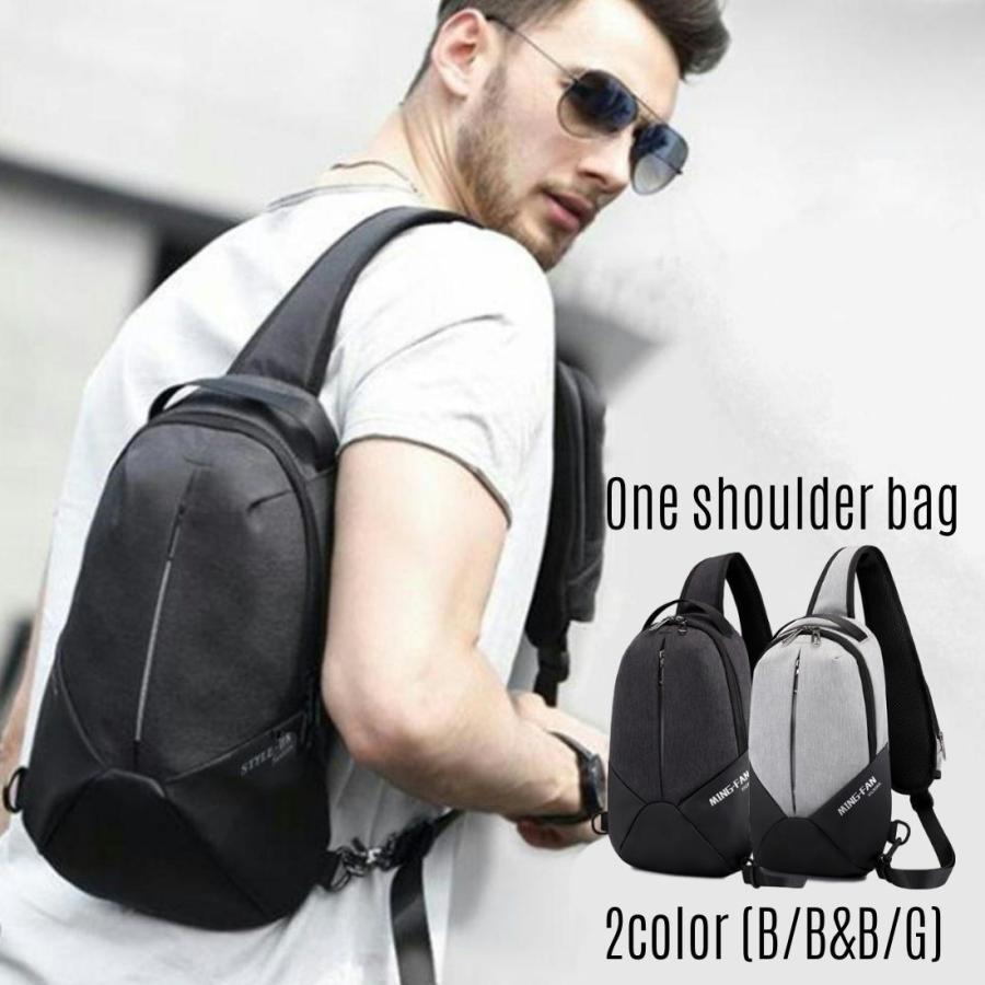 ワンショルダー バッグ メンズ クロス ボディーバッグ スマホ取り出し ポケット 斜め掛けバッグ 軽量 防水 （ブラック） | 